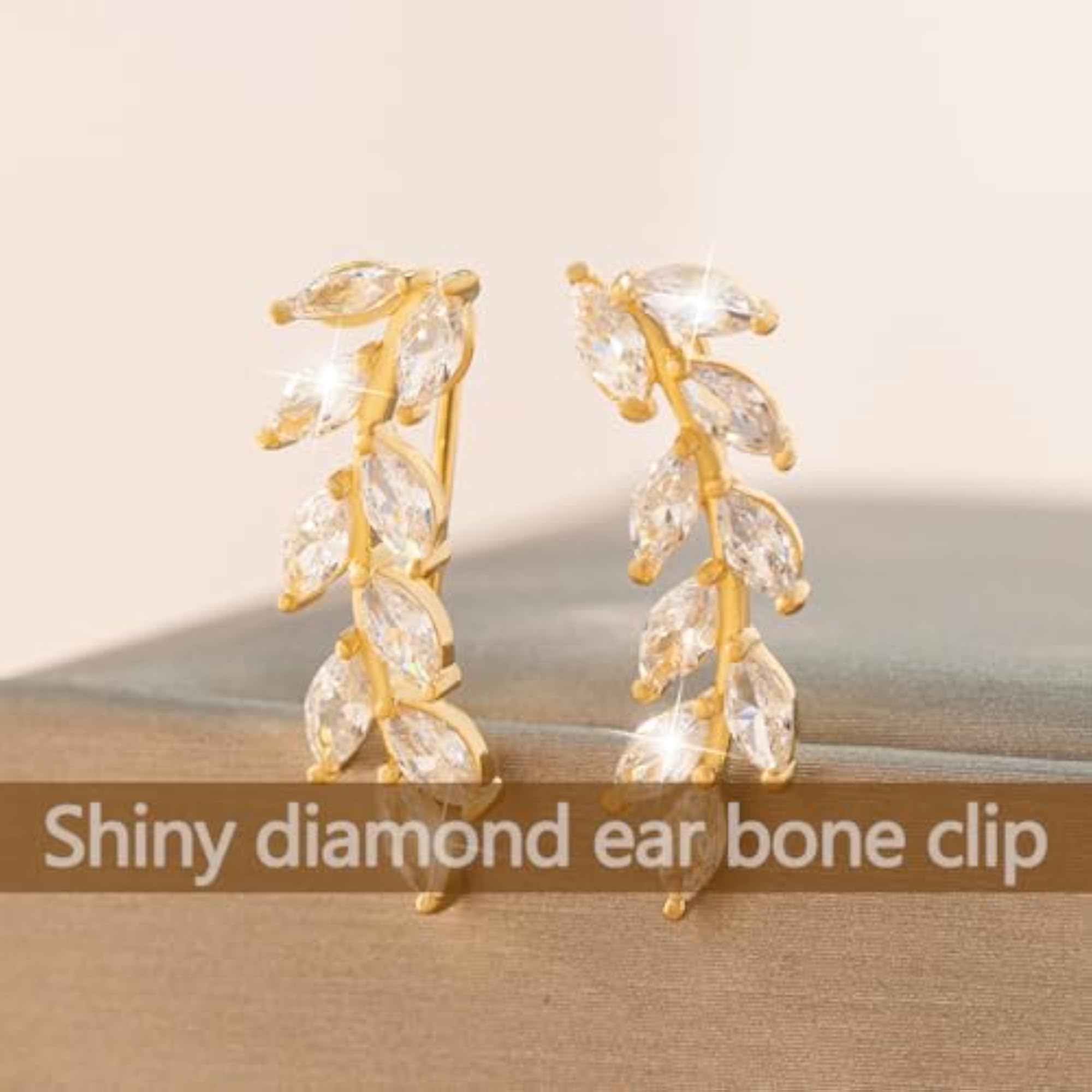 Women's Cubic Zirconia Leaf Ear Cuffs, No Piercing